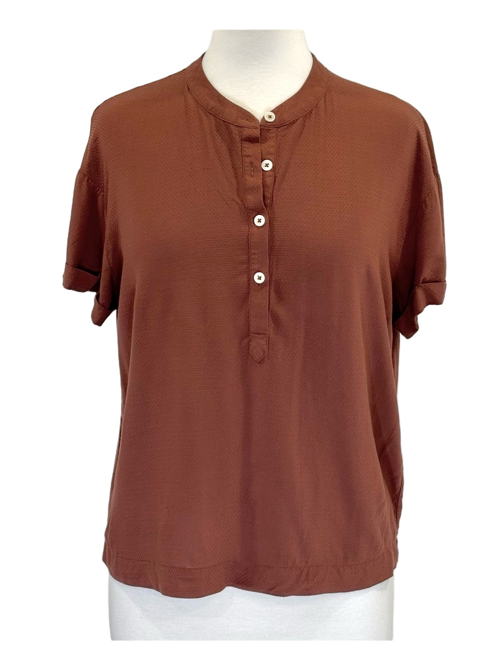 Frank & Oak brown textured shirt